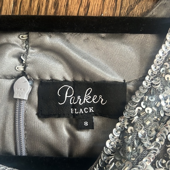 Parker Black Fully Embellished Silver Sequin Dress - Picture 3 of 12